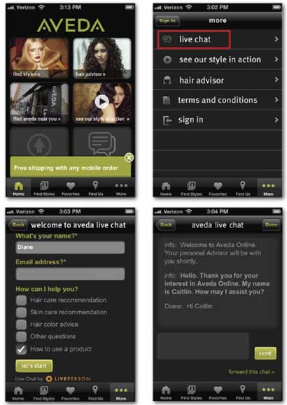 Aveda "early adopter" du chat mobile