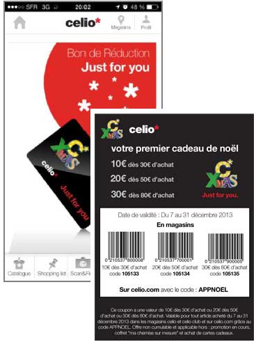 Application celio* coupon promotionnel